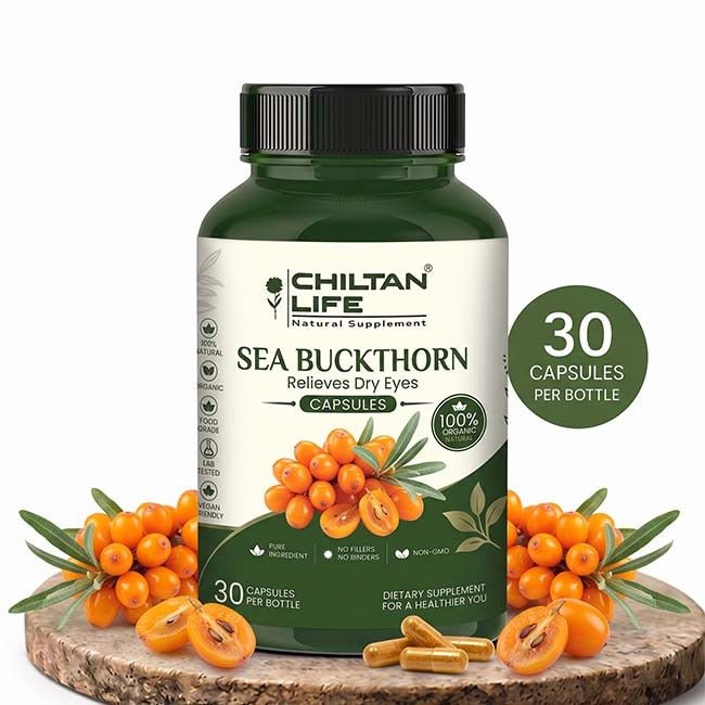 Sea buckthorn Capsule 100% Natural Sea buckthorn Tablets 30 Per Bottle 500mg - ChiltanPure