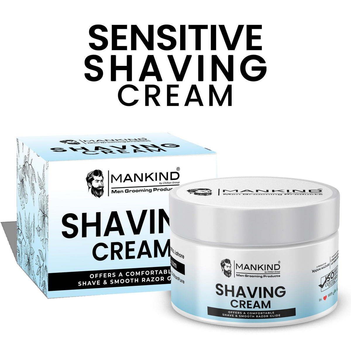 Sensitive Shaving Cream - Provides Smooth Razor Glide, Soften Facial Hair & Reduce Irritation Post Shaving. - ChiltanPure