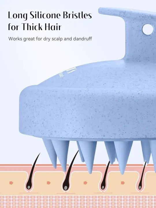 Silicon Head Scalp Massage Brush Shampoo Massager Brush with Soft Silicone Bristles For All Type Of Hairs Straight Curly Wet Dry For Men Women Children - ChiltanPure