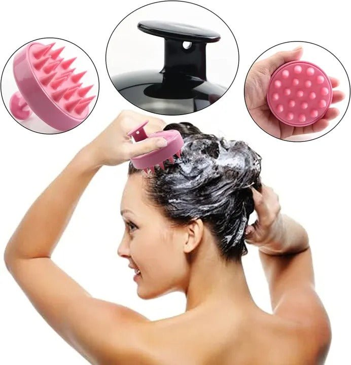 Silicon Head Scalp Massage Brush Shampoo Massager Brush with Soft Silicone Bristles For All Type Of Hairs Straight Curly Wet Dry For Men Women Children - ChiltanPure