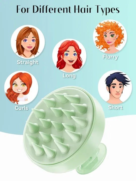 Silicon Head Scalp Massage Brush Shampoo Massager Brush with Soft Silicone Bristles For All Type Of Hairs Straight Curly Wet Dry For Men Women Children - ChiltanPure
