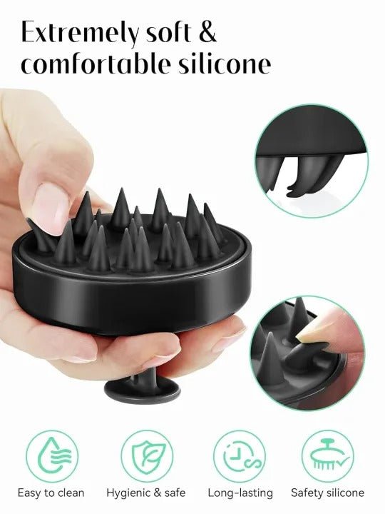 Silicon Head Scalp Massage Brush Shampoo Massager Brush with Soft Silicone Bristles For All Type Of Hairs Straight Curly Wet Dry For Men Women Children - ChiltanPure