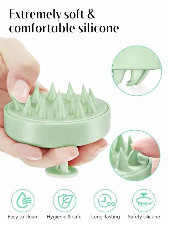 Silicon Head Scalp Massage Brush Shampoo Massager Brush with Soft Silicone Bristles For All Type Of Hairs Straight Curly Wet Dry For Men Women Children - ChiltanPure