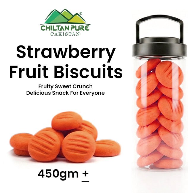 Strawberry Fruit Biscuit Cookies / Made With Organic Desi Butter, Bakery Biscuit - ChiltanPure