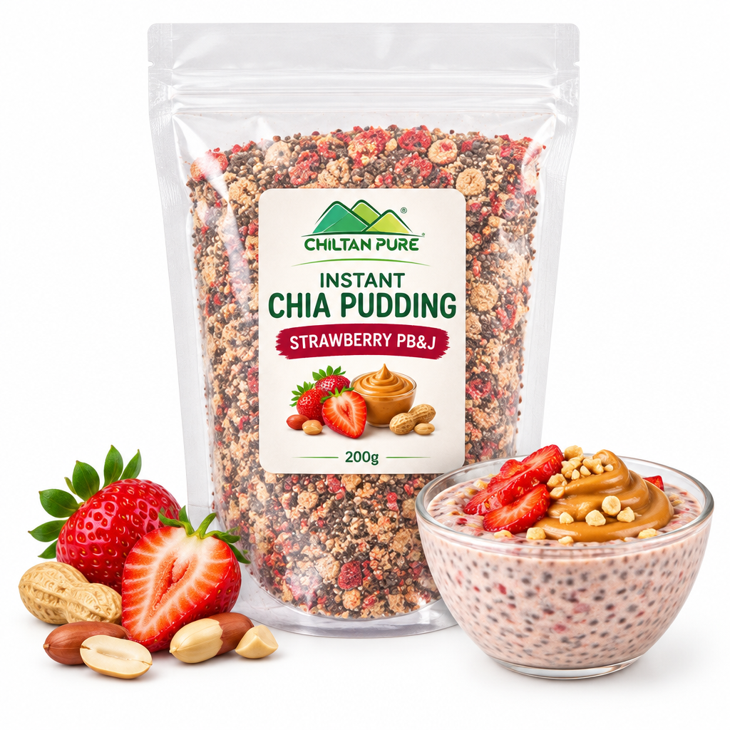 CHILTAN PURE Instant Chia Pudding Strawberry Peanut Butter PB and J 200g