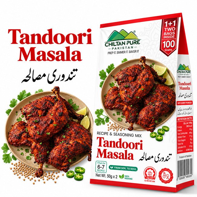 Tandoori Masala / تندوری مصالحہ / Tandoori Masala Recipe / 100gm 1+1 (2 Packets) Inside Box - ChiltanPure