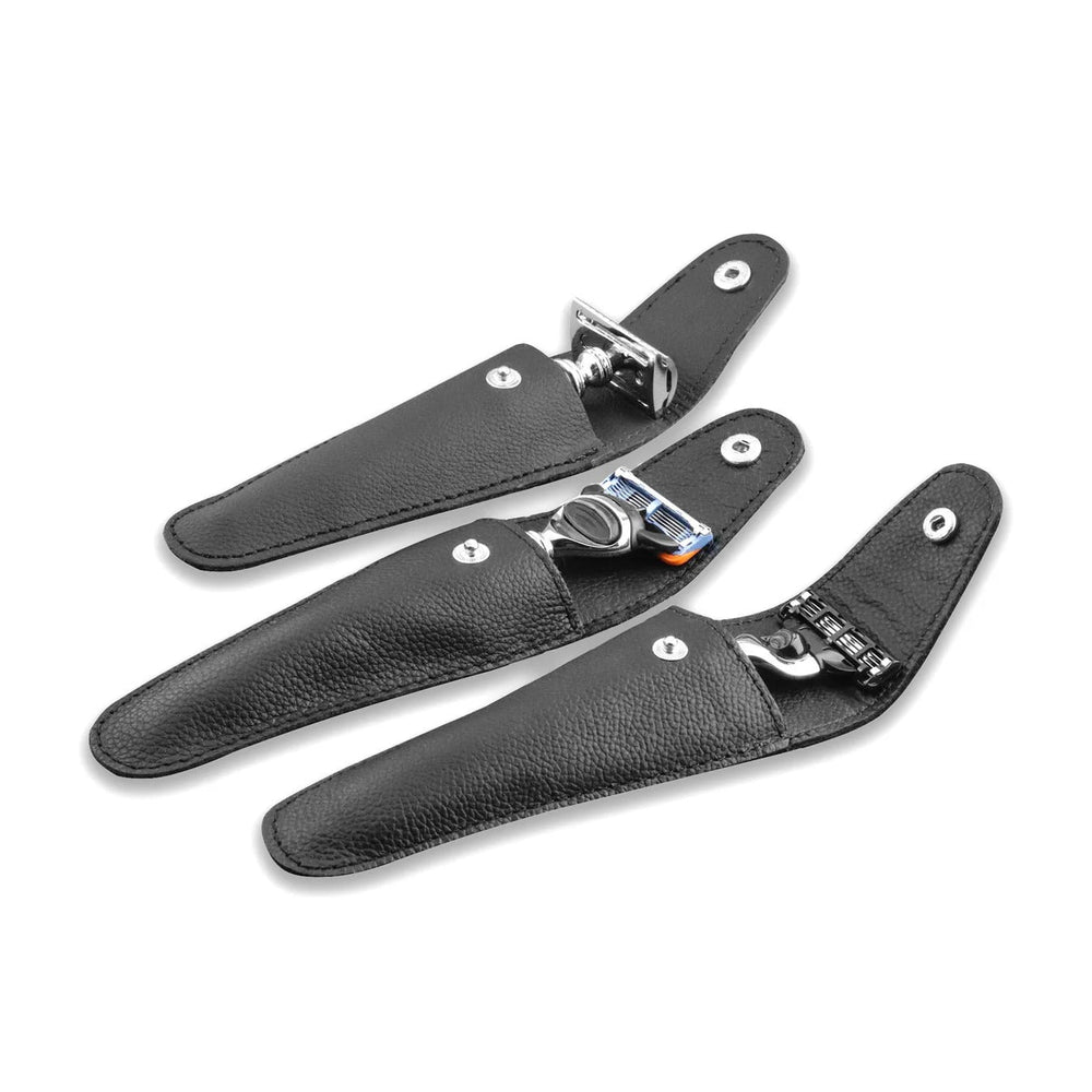 Travel Razor Case – Compact Black Pouch for Safety Razors - ChiltanPure