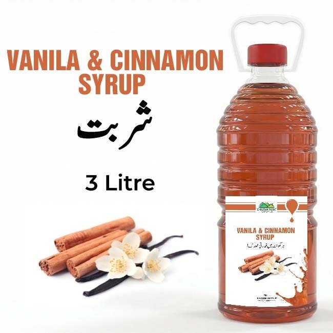 Vanilla & Cinnamon Syrup / Vanilla & Cinnamon Sharbat / 3 Liter Institutional Bulk For HORECA Family, Hotels, Restaurants, Catering, Cafes - ChiltanPure