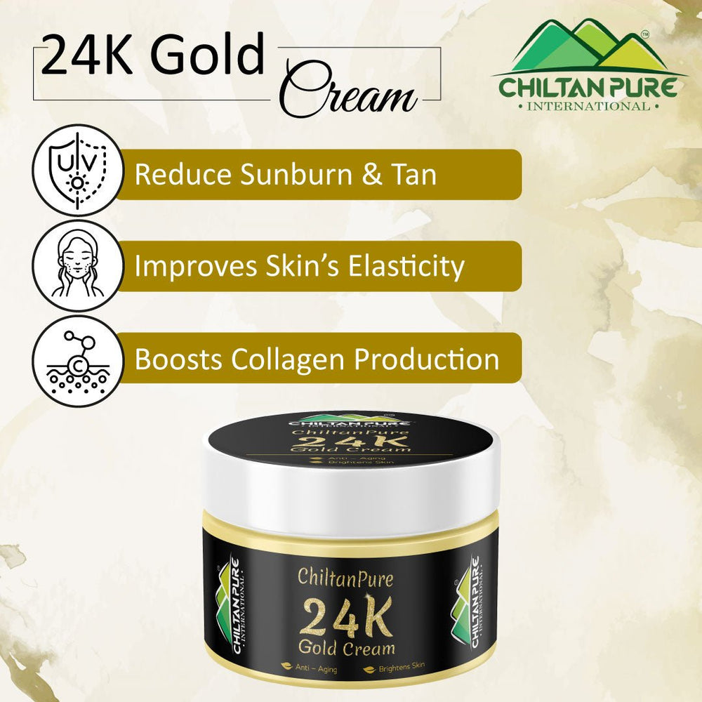 24K Gold Cream – Boosts Hydration, Anti-Aging, Improves Skin’s Elasticity & Enhances Skin’s Youthful Glow - ChiltanPure
