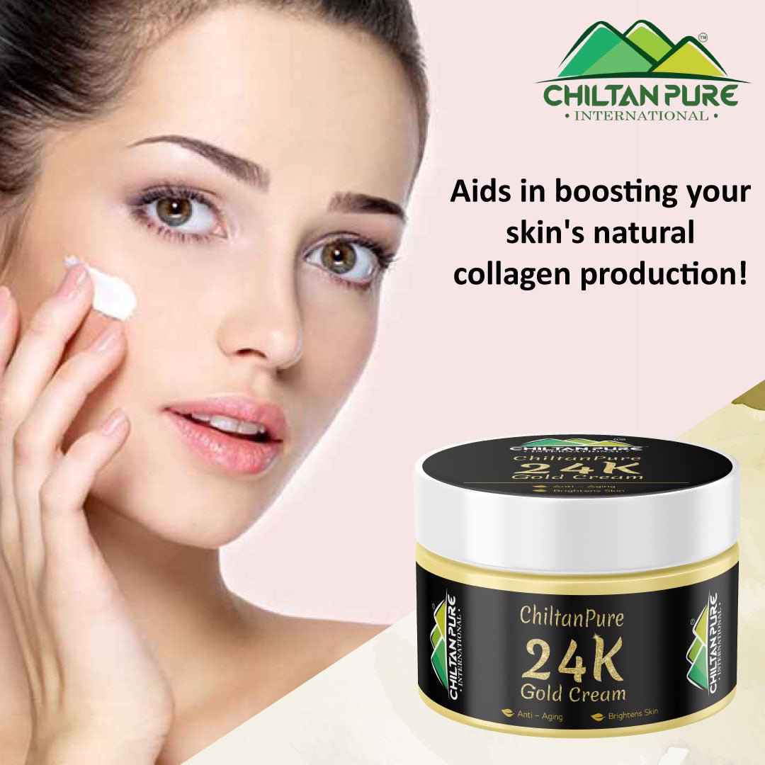 24K Gold Cream – Boosts Hydration, Anti-Aging, Improves Skin’s Elasticity & Enhances Skin’s Youthful Glow - ChiltanPure