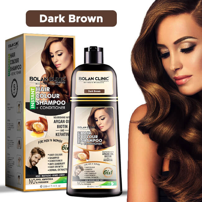 Instant Hair Color Shampoo + Conditioner (Dark Brown) – A Blend of Herbal Extracts – For Men & Women