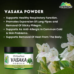 Vasaka Powder – Potent Bronchodilator, Treats Respiratory Problems & Anti-Allergic for Cold & Skin Problems, Reduces Extra Heat from Body