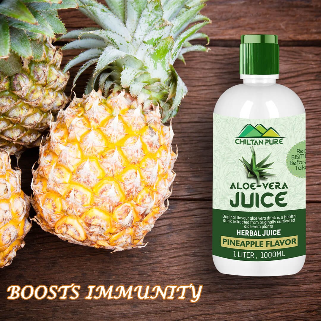 Aloe Vera Juice [Pineapple Flavour] – Natural Hydrator, Better Liver Function & Nutritious Booster [ایلو ویرا] 1000 ML - ChiltanPure