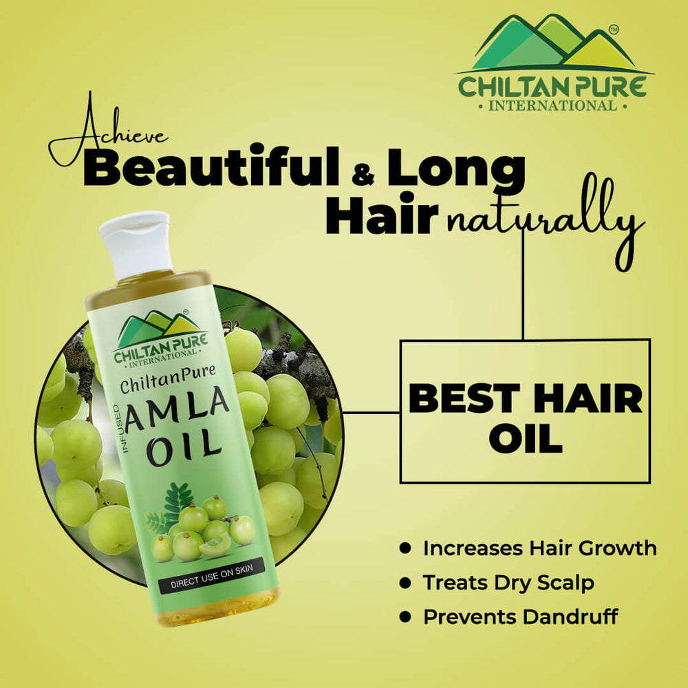 Amla Oil – Lessen Hair Loss, Boosts Hair Growth, Treats Dry Scalp & Prevents Premature Hair Greying - ChiltanPure
