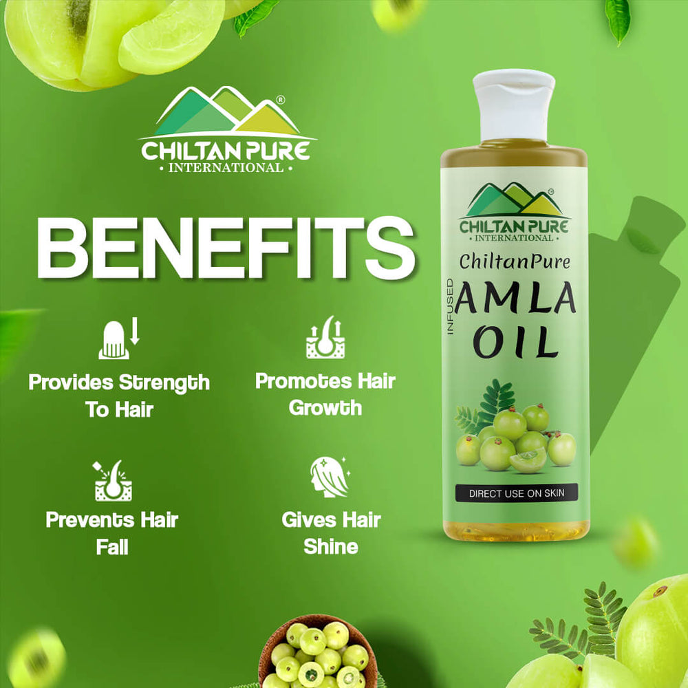 Amla Oil – Lessen Hair Loss, Boosts Hair Growth, Treats Dry Scalp & Prevents Premature Hair Greying - ChiltanPure