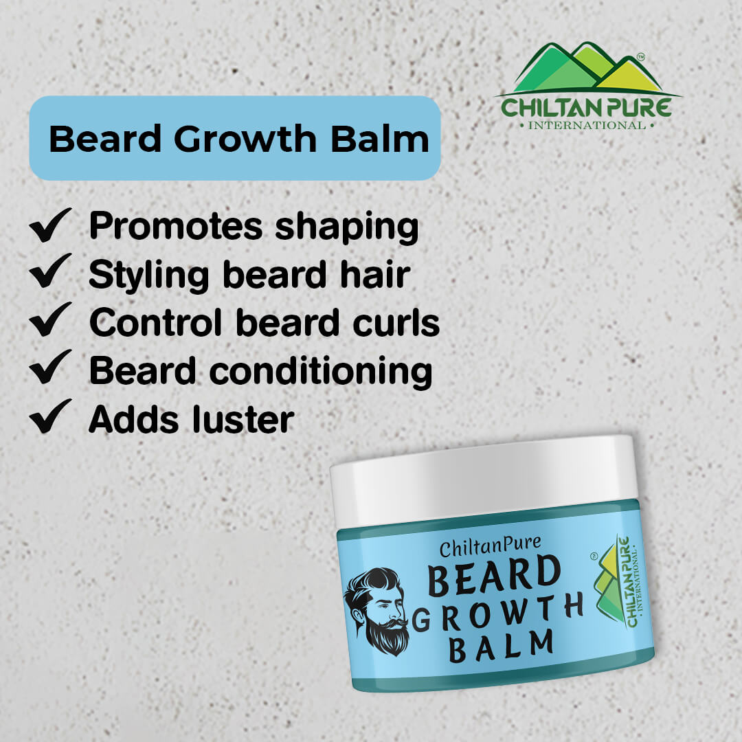 Beard Growth Balm – Adds Shine to Beard, Minimize Beard Curls, Style, Smoothes & Nourishes Beard 50ml - ChiltanPure