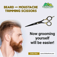 Beard & Moustache Trimming Scissors – For Grooming, Cutting & Styling of Moustache & Beard - ChiltanPure