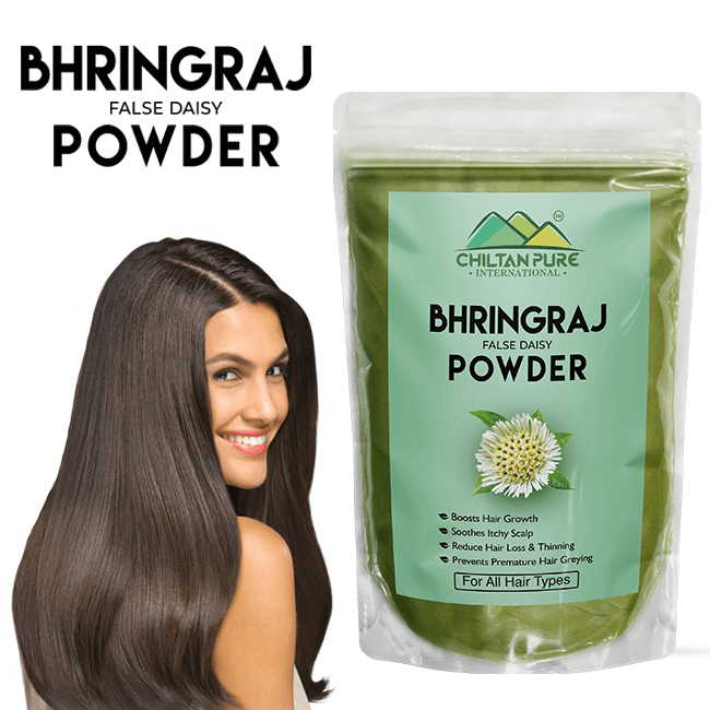 Bhringraj 🍃 Powder [ دریائی بوٹی ] [ Daryai Booti ] [False Daisy] - Boosts Hair Growth, Treats Dandruff, Prevents Hair Loss & Soothes Itchy Scalp - ChiltanPure