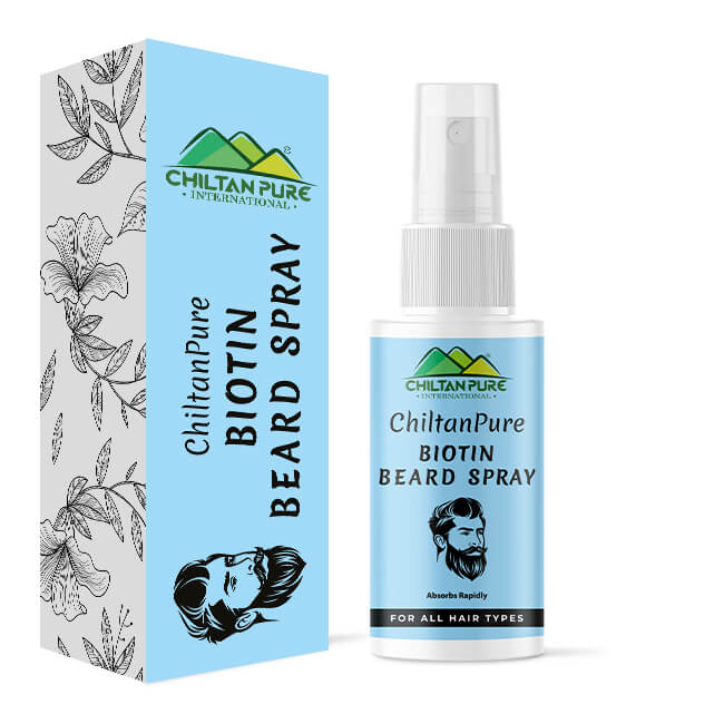 Biotin Beard Spray – Long Lasting Formula, Boosts Healthy Beard Shine, Hydrates Beard, Absorbs Rapidly 50ml - ChiltanPure