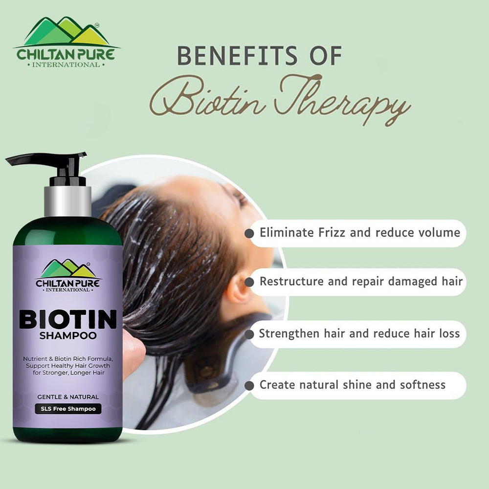 Biotin Shampoo – Hydrates Scalp, Promotes Healthy Hair Growth, Reduce Split Ends & Prevents Hair Breakage 260ml,, Doctor's 👨‍⚕️ Recommended - ChiltanPure
