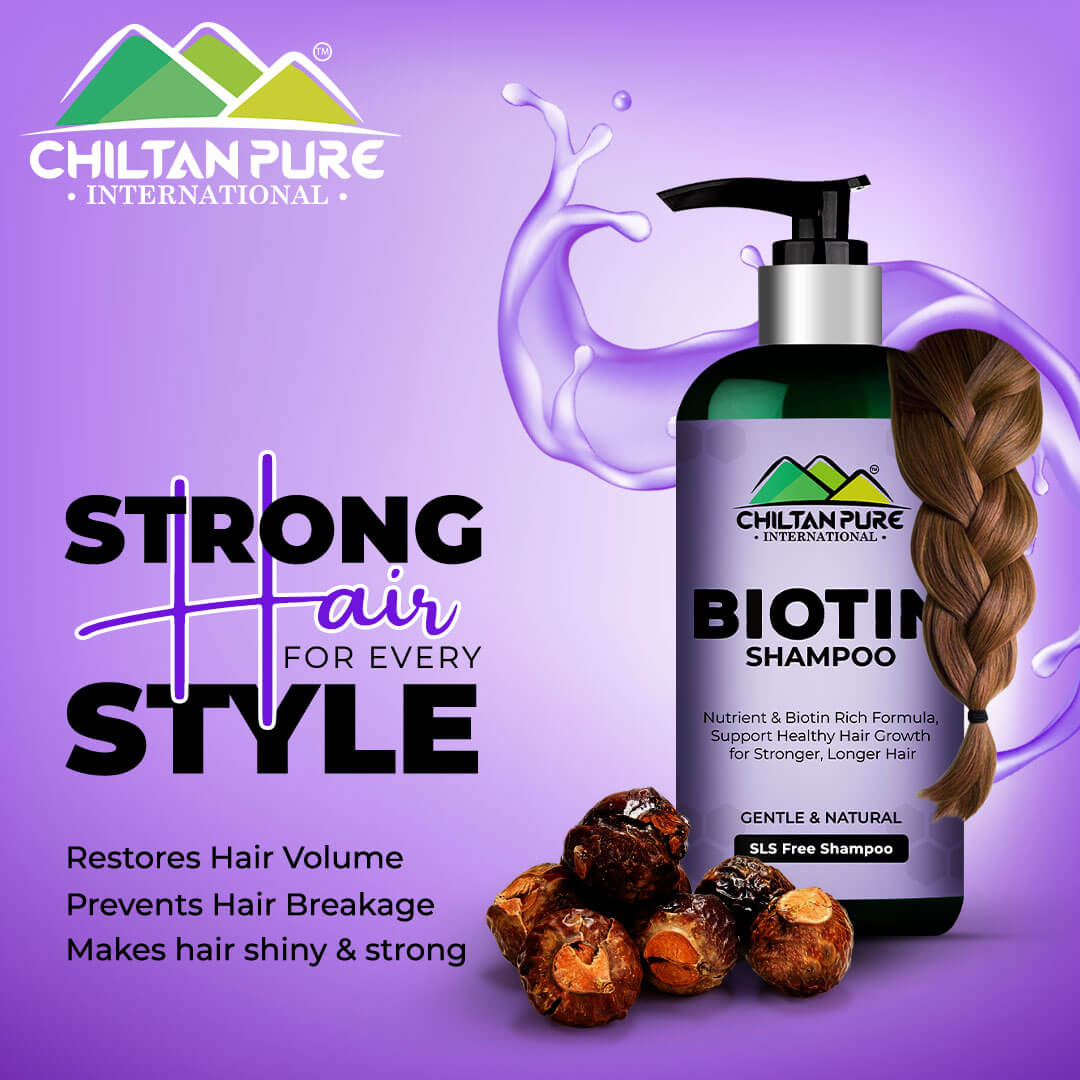 Biotin Shampoo – Hydrates Scalp, Promotes Healthy Hair Growth, Reduce Split Ends & Prevents Hair Breakage 260ml,, Doctor's 👨‍⚕️ Recommended - ChiltanPure