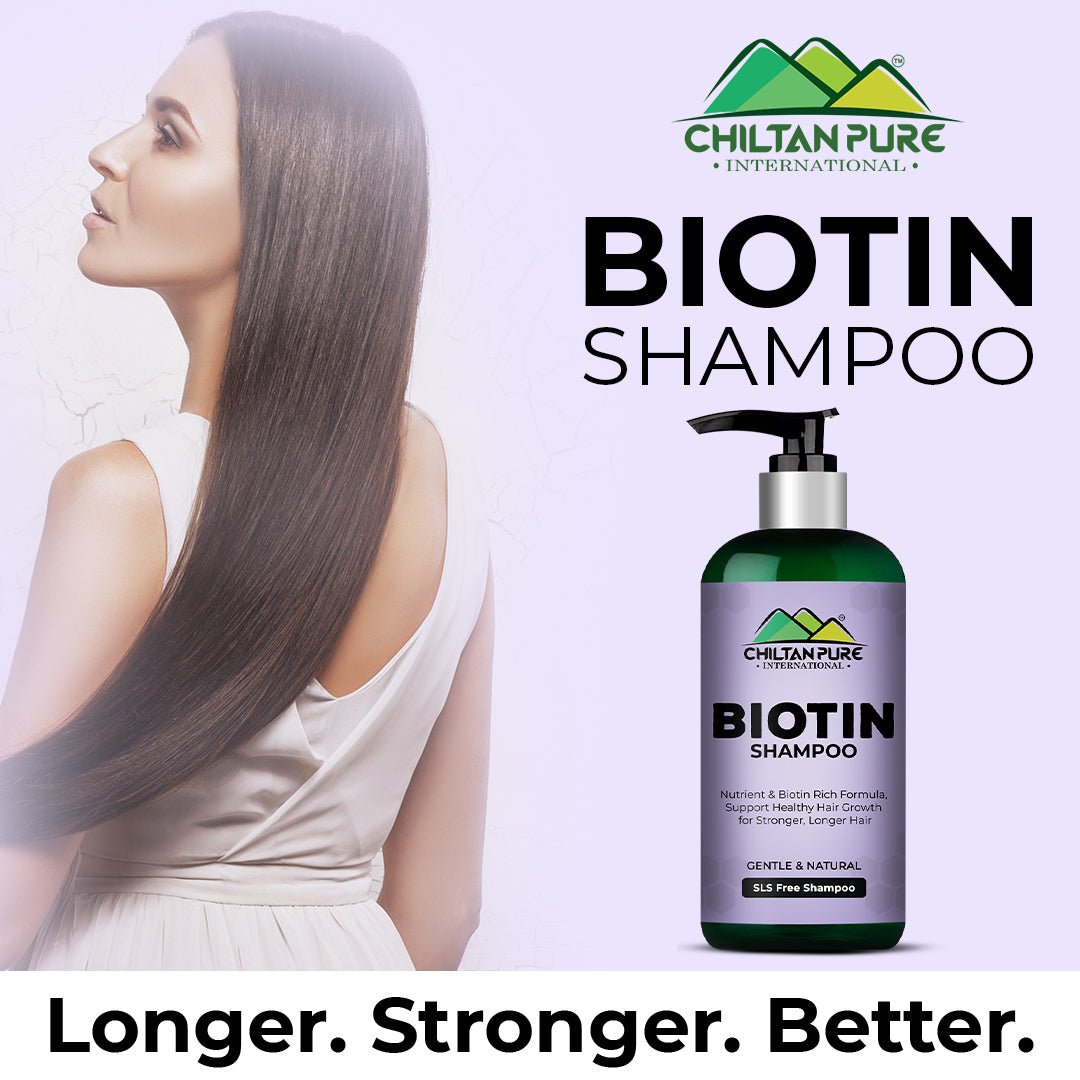 Biotin Shampoo – Hydrates Scalp, Promotes Healthy Hair Growth, Reduce Split Ends & Prevents Hair Breakage 260ml,, Doctor's 👨‍⚕️ Recommended - ChiltanPure