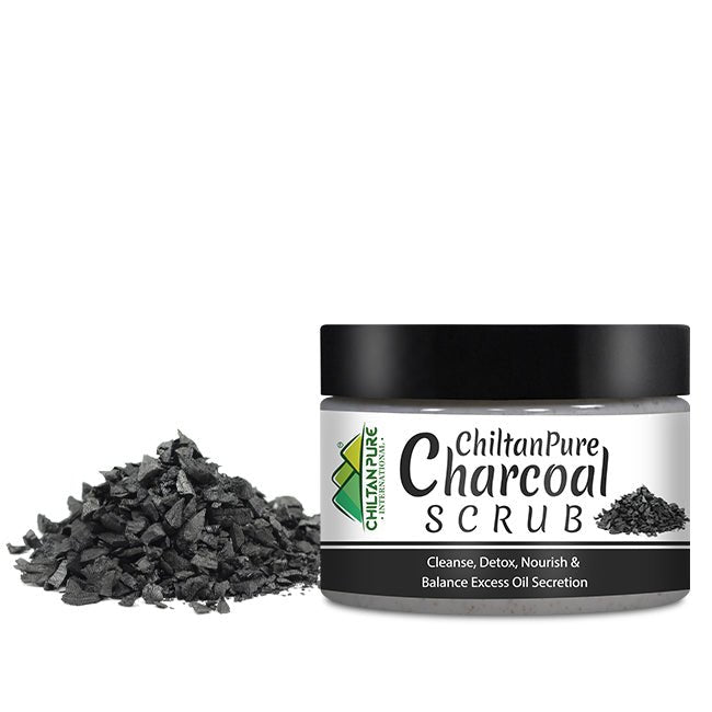 Charcoal Face & Body Scrub – Exfoliates Dead Flaky Skin, Removes Blackhead, Acne & Acne Scars, Minimizes Pores 100ml - ChiltanPure