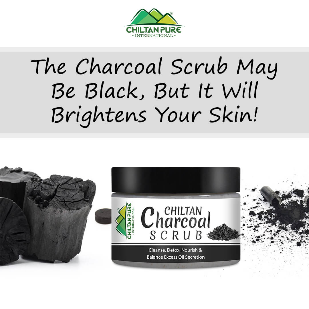 Charcoal Face & Body Scrub – Exfoliates Dead Flaky Skin, Removes Blackhead, Acne & Acne Scars, Minimizes Pores 100ml - ChiltanPure