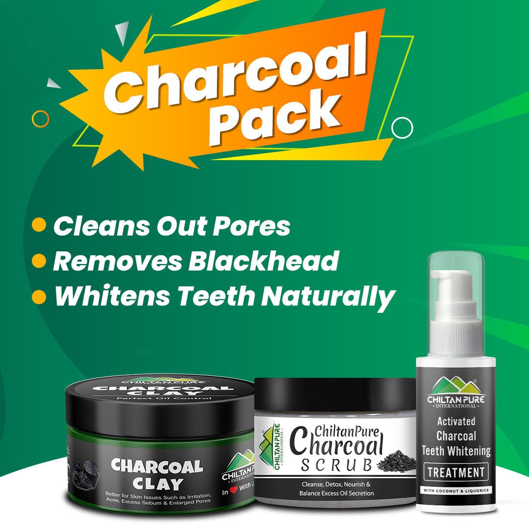 Charcoal Pack - Controls Excess Sebum, Whitens Teeth & Deep Cleanse Skin - ChiltanPure
