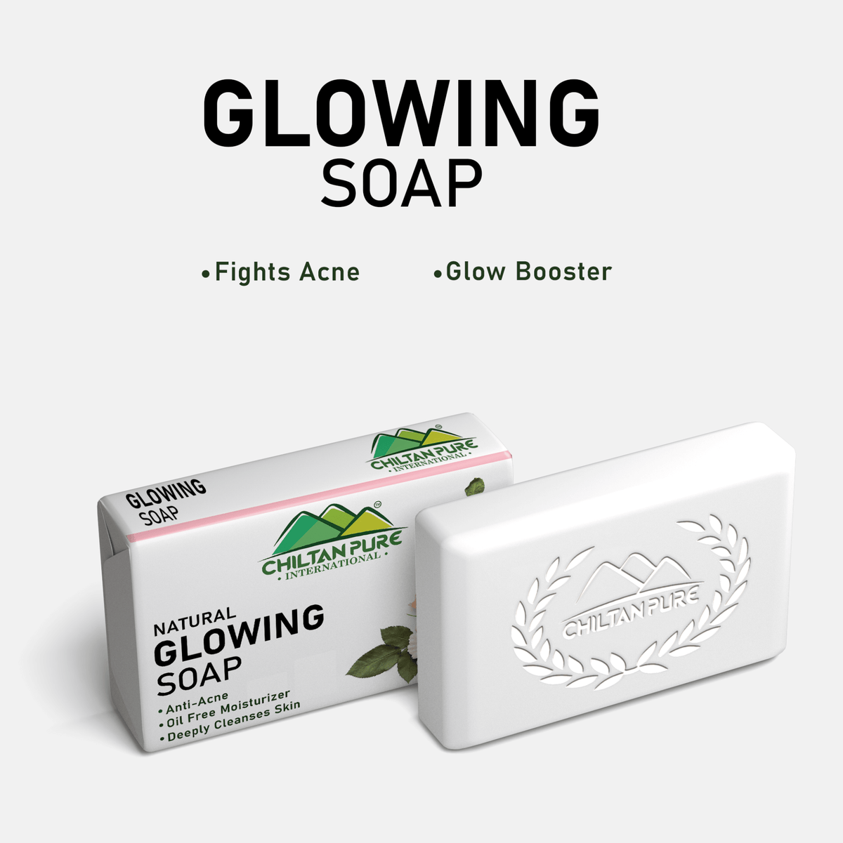 Glowing Natural Herbal Soap – Oil Free, Anti – Acne, Anti – Pigmentation & Enhances Skin’s Youthful Glow!! 110gm - ChiltanPure