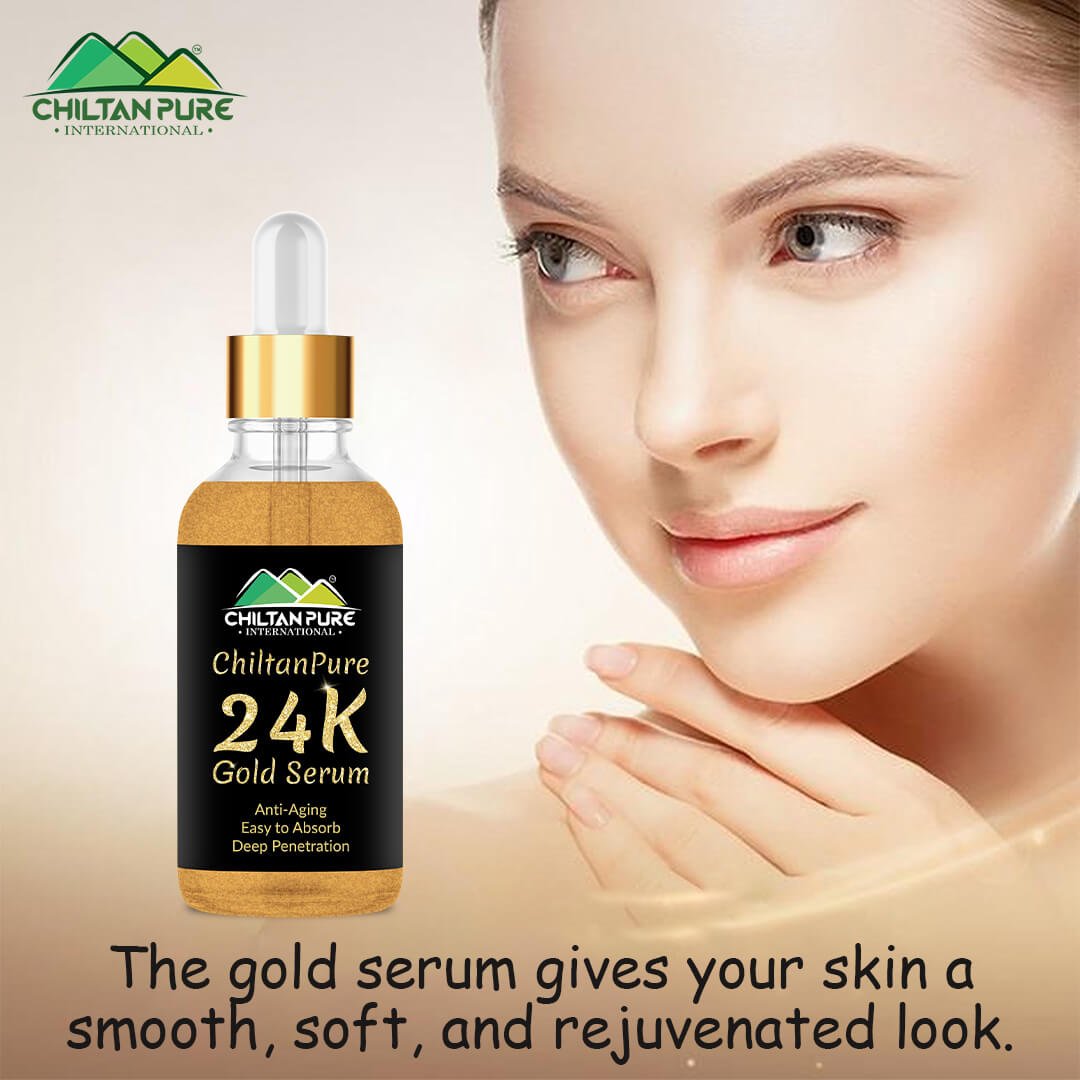 Gold Serum 24K – Formulated with Real 24 K Gold, Increase Skin Elasticity, Brighten and Hydrates the Skin 30ml - ChiltanPure