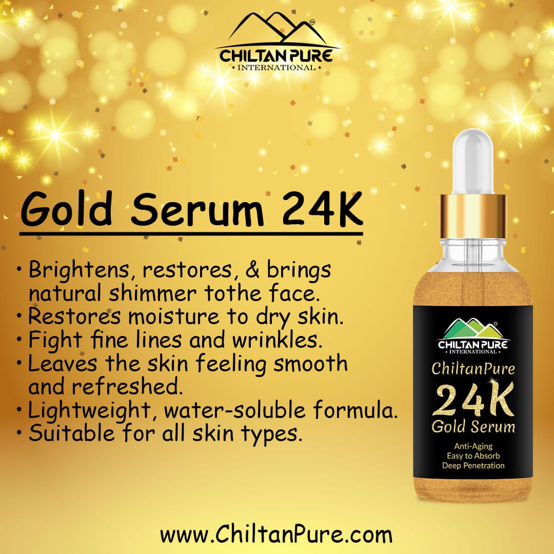Gold Serum 24K – Formulated with Real 24 K Gold, Increase Skin Elasticity, Brighten and Hydrates the Skin 30ml - ChiltanPure