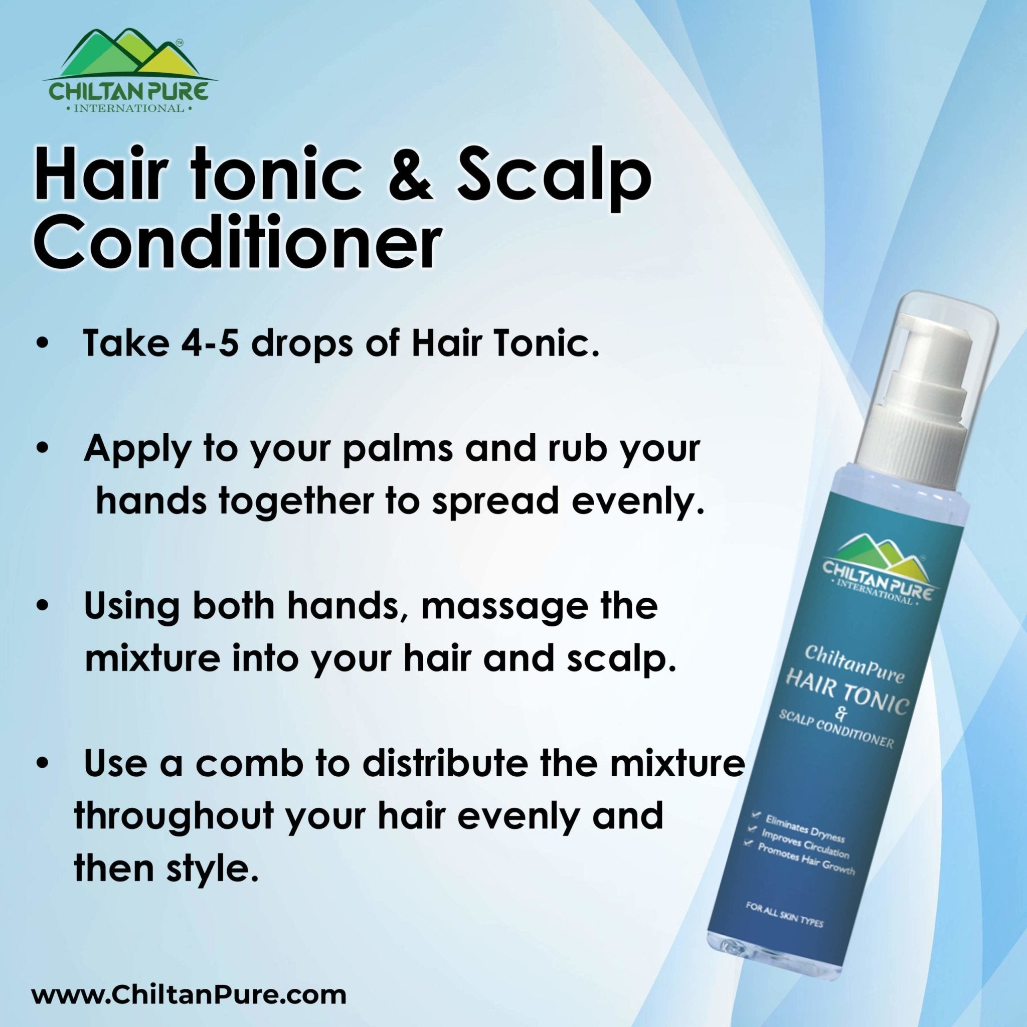 Hair Tonic and Scalp Conditioner – Boosts Hair Growth, Reduces Dandruff & Itchiness 100ml - ChiltanPure