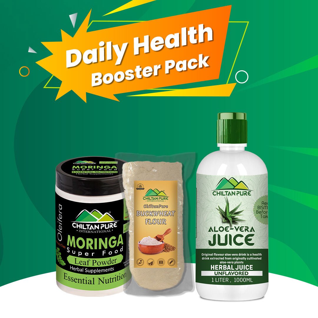 Health Booster Kit – Aloe Vera Juice(Non-Flavored), Buck Wheat Flour & Moringa Powder - ChiltanPure
