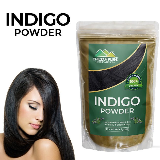 Indigo Powder – Natural Hair & Beard Dye Improves Hair Quality, Boosts Shine & Bright Color! - ChiltanPure
