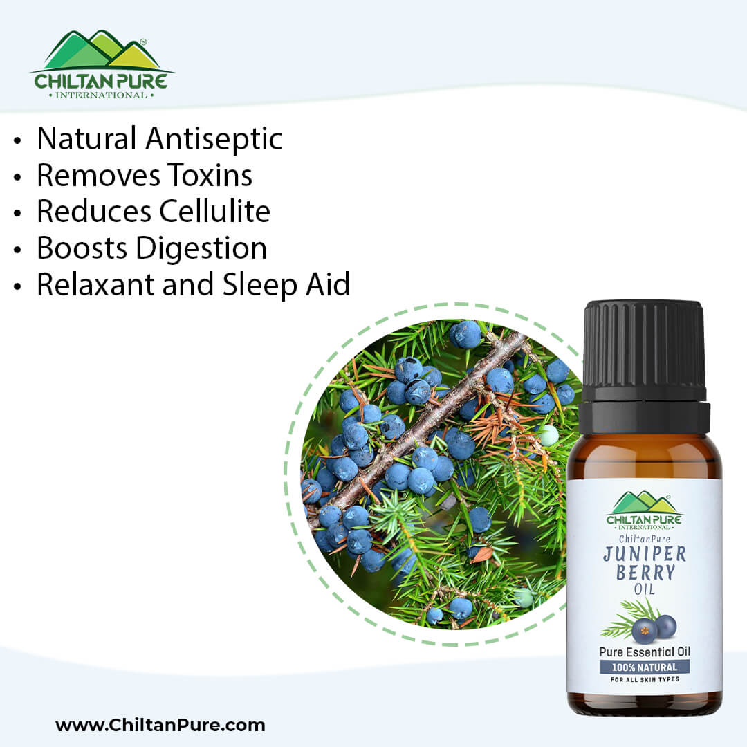 Juniper Berry Essential Oil – Relieves Bloating, Reduces Cellulite, Natural Preservative, Relaxant & Sleep Aid 20ml - ChiltanPure
