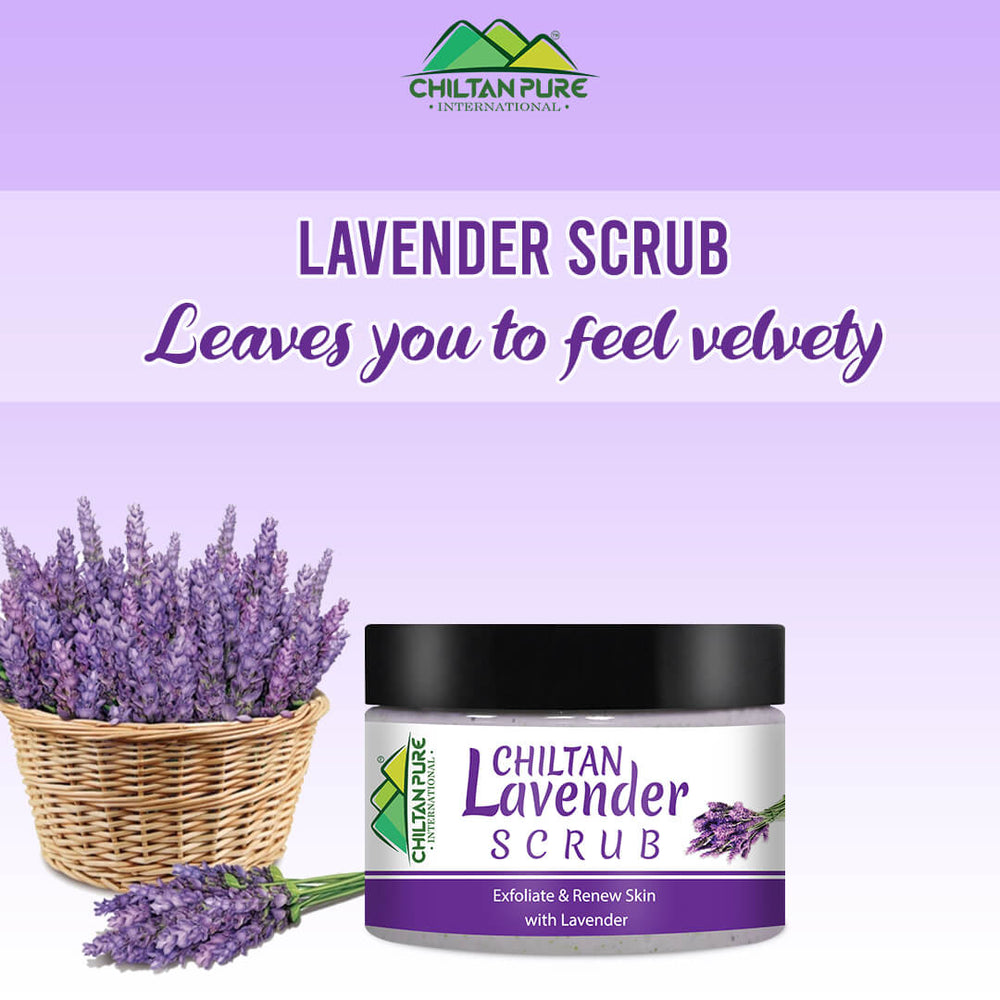 Lavender Face &amp; Body Scrub - Organic Gentle Exfoliating Face Scrub, Moisturizes &amp; Nourishes Skin, Makes Skin Super Soft - ChiltanPure