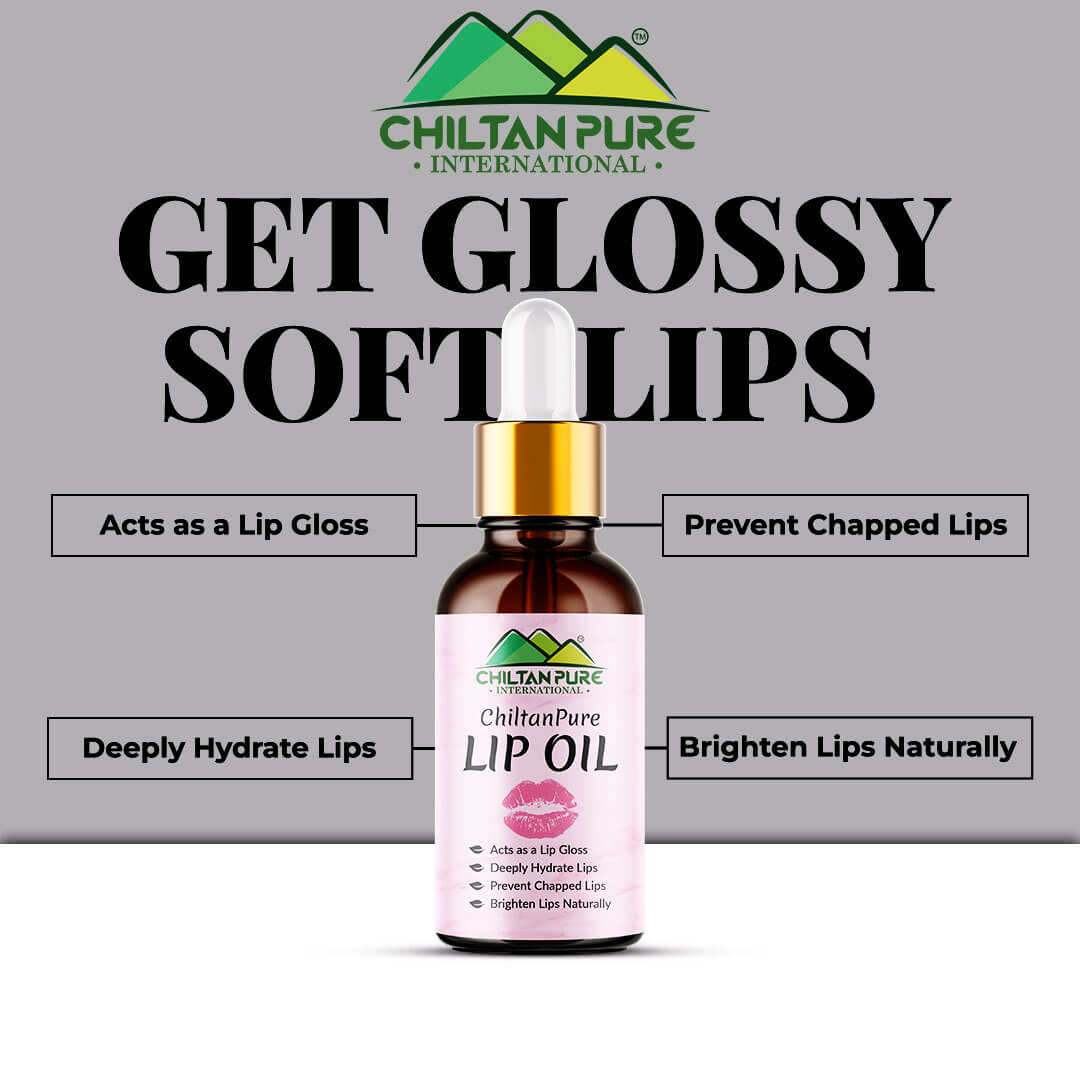 Lip Oil – Best For Chronically Dry & Chapped Lips, Makes Lips Look Shiny & Lustrous, Moisturizes All Day Long, Fragrance Free - ChiltanPure