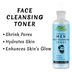 Men Face Cleansing Toner – Hydrates Skin, Shrink Pores, Soothes Irritation, Makes Skin Glowy & Improves Skin’s Elasticity 150ml - ChiltanPure
