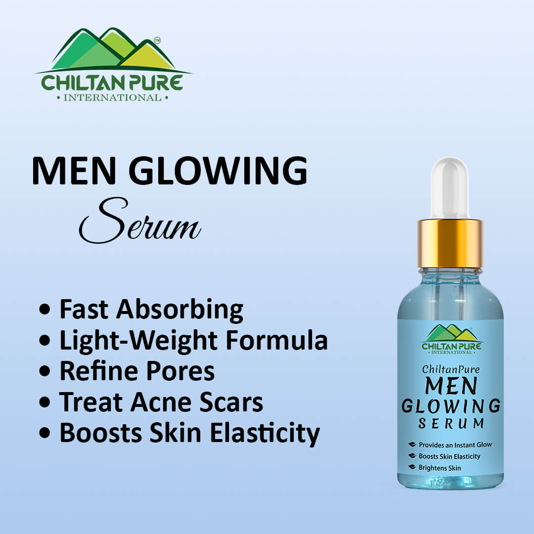 Men Glowing Serum – Brightens Complexion, Boosts Skin’s Elasticity, Provides an Irresistible Glow to Skin 30ml - ChiltanPure