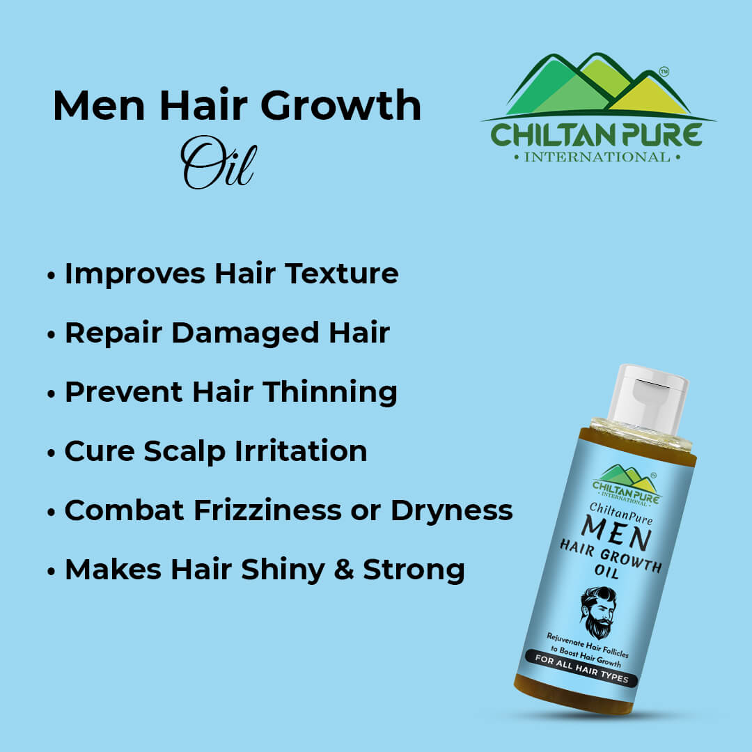 Men Hair Growth Oil – Encourages Scalp Circulation, Repair Hair Damage, Rejuvenate Hair Follicles to Boost Hair Growth 120ml - ChiltanPure