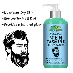 Men Jasmine Body Wash – Nourishes Dry Skin, Remove Dirt & Toxins, Enhances Body’s Natural Glow & Provides a Deep, Effective Clean 250ml - ChiltanPure