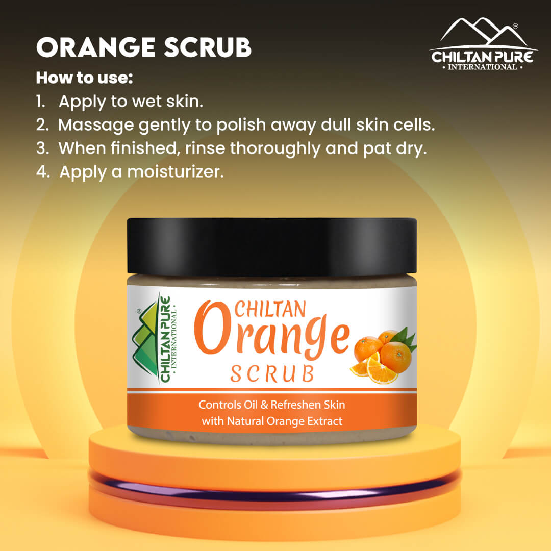 Orange Face &amp; Body Scrub - Deeply Exfoliates Skin &amp; Increase Collagen Production, Gives Skin Firmness, Good for All Skin Types - ChiltanPure