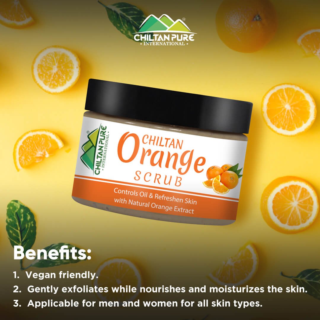 Orange Face &amp; Body Scrub - Deeply Exfoliates Skin &amp; Increase Collagen Production, Gives Skin Firmness, Good for All Skin Types - ChiltanPure