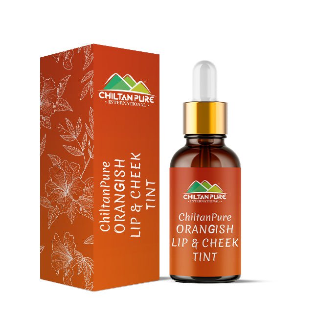 Orangish Lip &amp; Cheek Tint - Pure Organic Liquid stain for lips, cheeks &amp; eyelids - 100% Organic Lip Stain - ChiltanPure