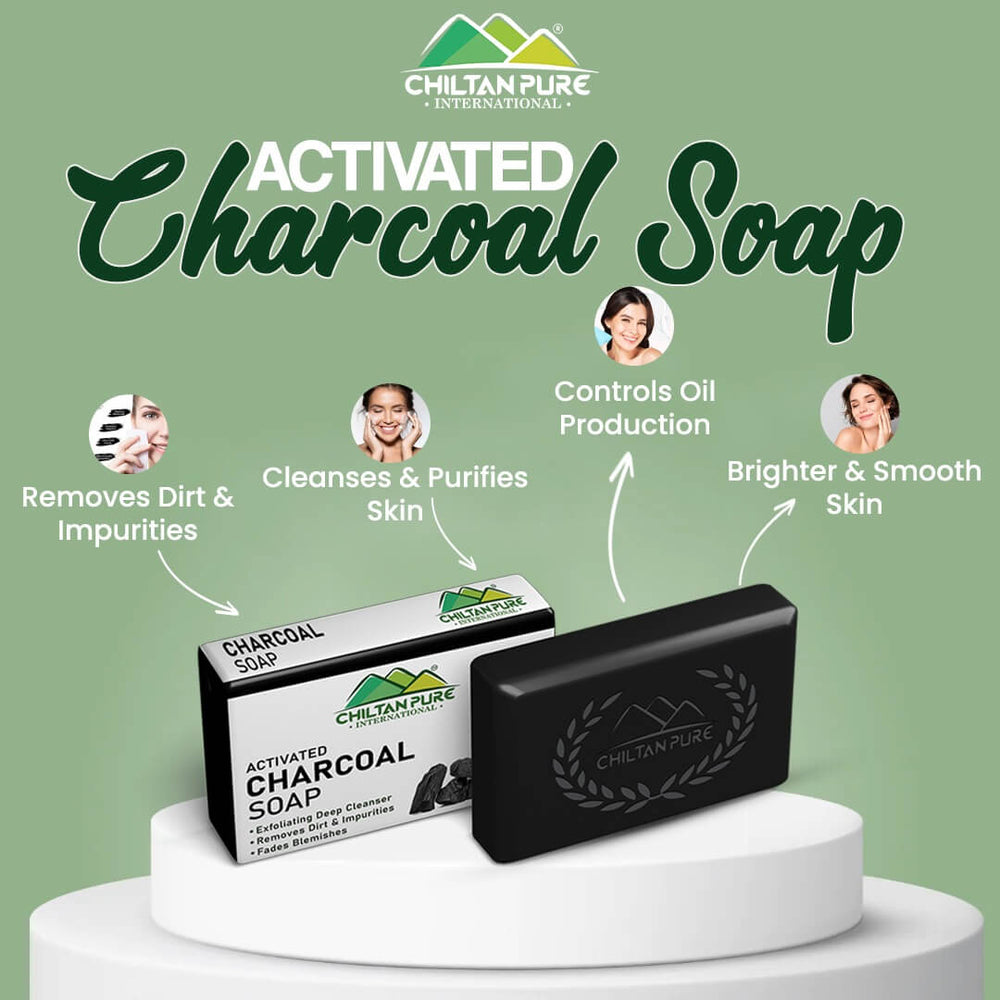Pakistan’s Best Selling Activated Charcoal Soap - Exfoliating Deep Cleanser, Removes Dirt & Impurities, Reduces Acne & Blemishes- 💯 Organic - ChiltanPure
