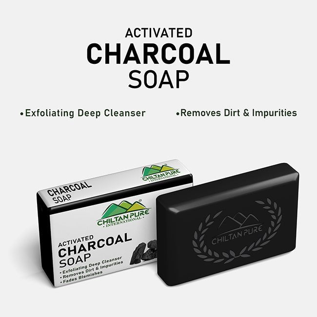 Pakistan’s Best Selling Activated Charcoal Soap - Exfoliating Deep Cleanser, Removes Dirt & Impurities, Reduces Acne & Blemishes- 💯 Organic - ChiltanPure