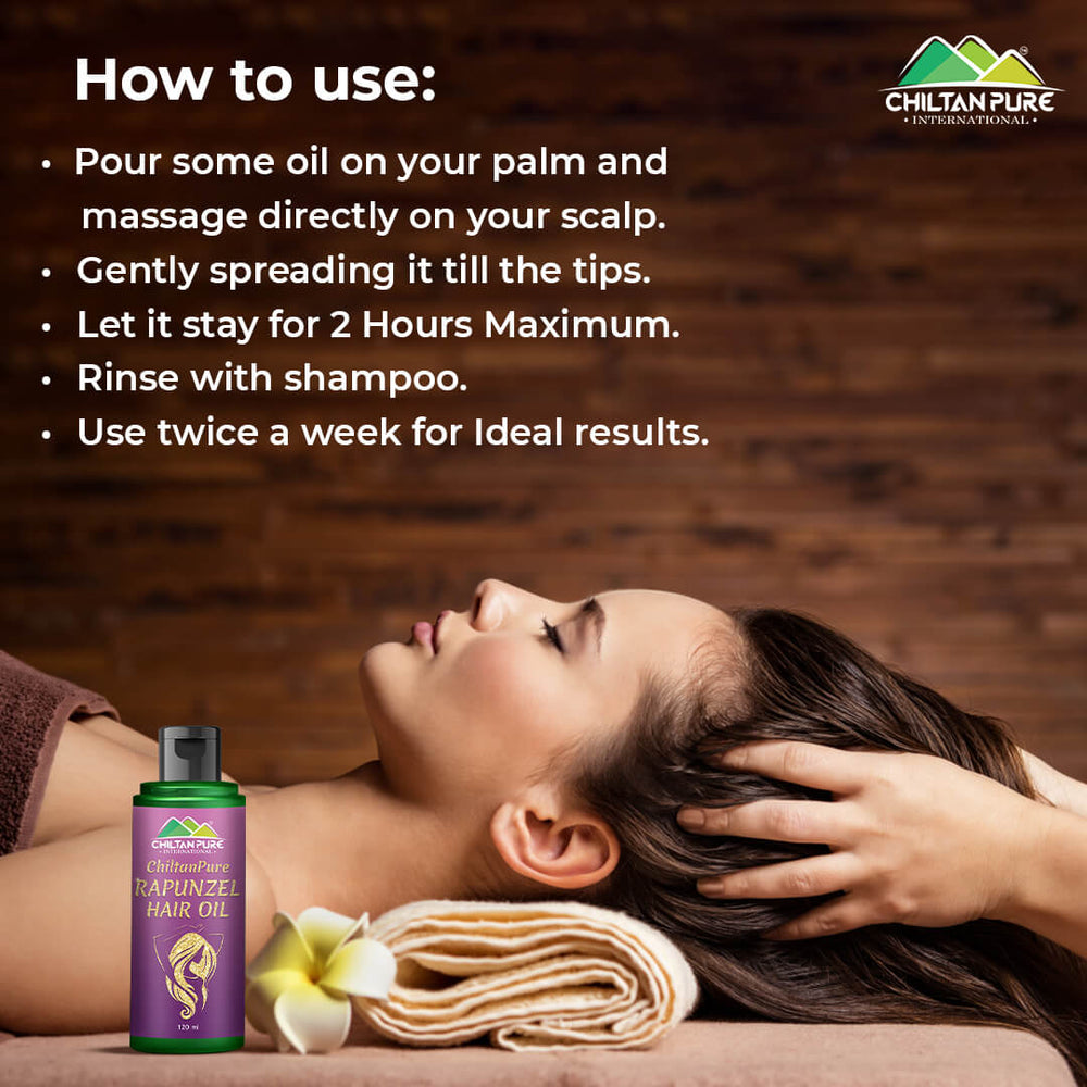 Rapunzel Hair Oil - Combinations of Different Herbal Oils, Prevents From Dandruff &amp; Hair Fall, Improves Hair Growth &amp; Promotes Shiny, Strong Hair - ChiltanPure