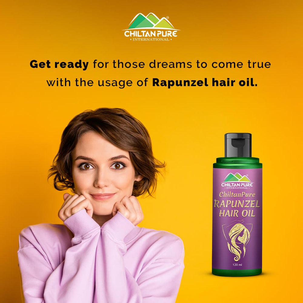 Rapunzel Hair Oil - Combinations of Different Herbal Oils, Prevents From Dandruff &amp; Hair Fall, Improves Hair Growth &amp; Promotes Shiny, Strong Hair - ChiltanPure