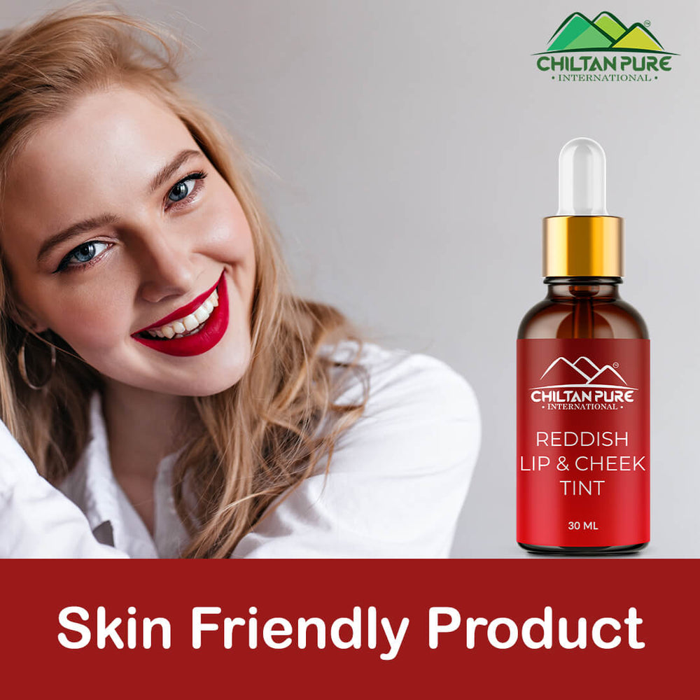 Reddish Lips & Cheek Tint – Pure Organic Liquid stain for lips, cheeks & eyelids – Give face fresh look Moisturize lips- 100% Organic Lip Stain - ChiltanPure